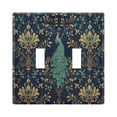 thumbnail image 1 of Yayeee Toggle Light Switch Wall Plate 2-Gang 4.56"x4.48" Decorative Outlet Cover, Navy Blue Peacock Pattern, 1 of 7