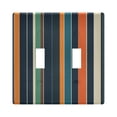 thumbnail image 1 of Yayeee Toggle Light Switch Wall Plate 2-Gang 4.56"x4.48" Decorative Outlet Cover, Navy Blue Stripes, 1 of 7