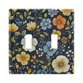 thumbnail image 1 of Yayeee Toggle Light Switch Wall Plate 2-Gang 4.56"x4.48" Decorative Outlet Cover, Navy Floral Pattern, 1 of 7