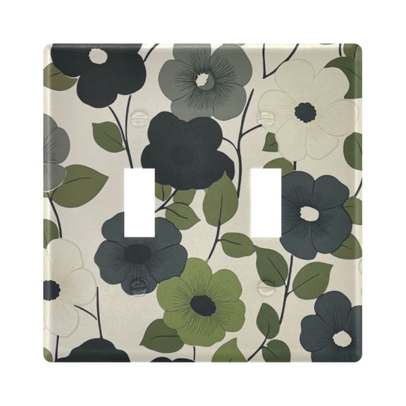 Yayeee Toggle Light Switch Wall Plate 2-Gang 4.56"x4.48" Decorative Outlet Cover, Navy Flower