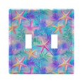 thumbnail image 1 of Yayeee Toggle Light Switch Wall Plate 2-Gang 4.56"x4.48" Decorative Outlet Cover, Neon Starfish Pattern, 1 of 7