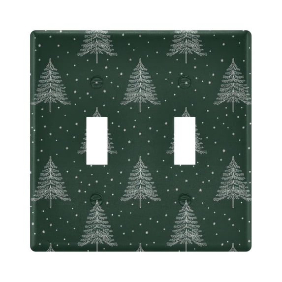 Yayeee Toggle Light Switch Wall Plate 2-Gang 4.56"x4.48" Decorative Outlet Cover, New Year Tree Pattern