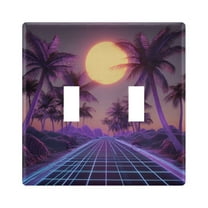 Yayeee Toggle Light Switch Wall Plate 2-Gang 4.56"x4.48" Decorative Outlet Cover, Night Purple Road