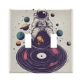 thumbnail image 1 of Yayeee Toggle Light Switch Wall Plate 2-Gang 4.56"x4.48" Decorative Outlet Cover, Orange Astronaut Planet, 1 of 7