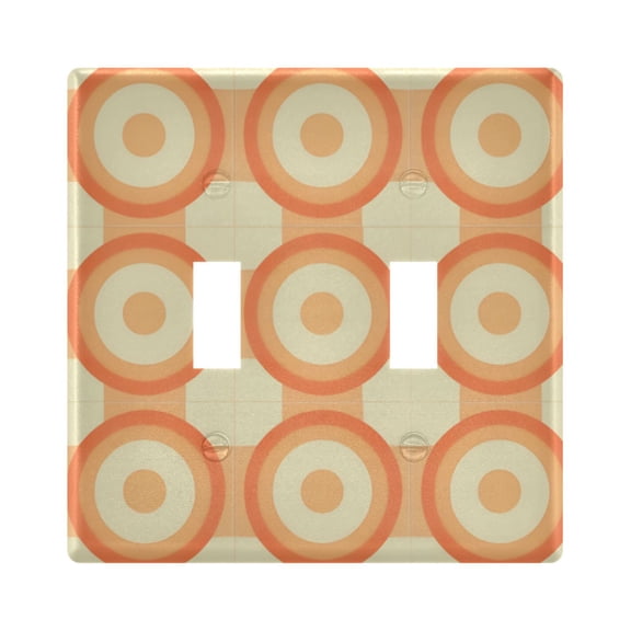 Yayeee Toggle Light Switch Wall Plate 2-Gang 4.56"x4.48" Decorative Outlet Cover, Orange Circle