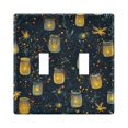 thumbnail image 1 of Yayeee Toggle Light Switch Wall Plate 2-Gang 4.56"x4.48" Decorative Outlet Cover, Orange Fireflies Pattern, 1 of 7