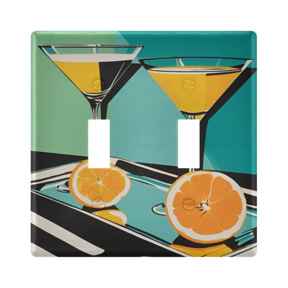 Yayeee Toggle Light Switch Wall Plate 2-Gang 4.56"x4.48" Decorative Outlet Cover, Orange Glasses
