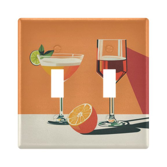 Yayeee Toggle Light Switch Wall Plate 2-Gang 4.56"x4.48" Decorative Outlet Cover, Orange Glasses