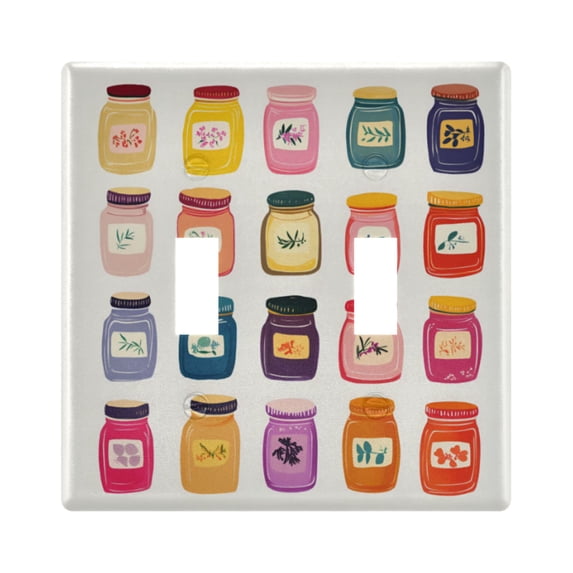Yayeee Toggle Light Switch Wall Plate 2-Gang 4.56"x4.48" Decorative Outlet Cover, Orange Jar