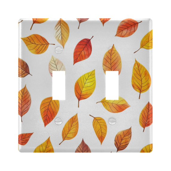 Yayeee Toggle Light Switch Wall Plate 2-Gang 4.56"x4.48" Decorative Outlet Cover, Orange Leaves