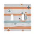 thumbnail image 1 of Yayeee Toggle Light Switch Wall Plate 2-Gang 4.56"x4.48" Decorative Outlet Cover, Orange Nautical Pattern, 1 of 7