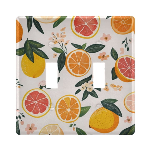 Yayeee Toggle Light Switch Wall Plate 2-Gang 4.56"x4.48" Decorative Outlet Cover, Orange Slices