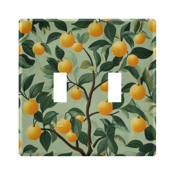 Yayeee Toggle Light Switch Wall Plate 2-Gang 4.56"x4.48" Decorative Outlet Cover, Orange Tree