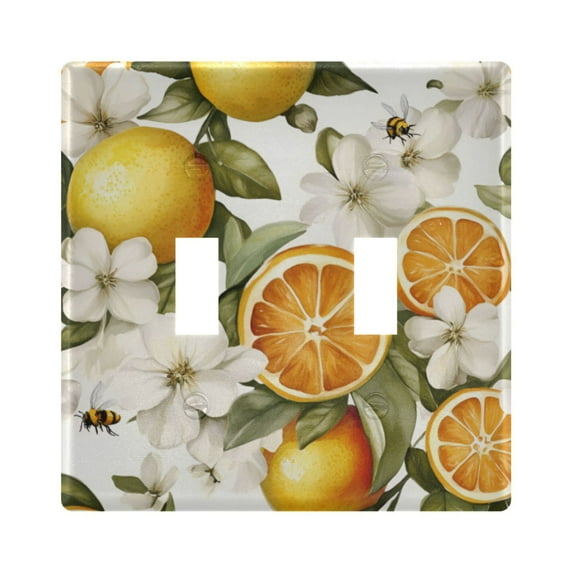 Yayeee Toggle Light Switch Wall Plate 2-Gang 4.56"x4.48" Decorative Outlet Cover, Oranges Watercolor