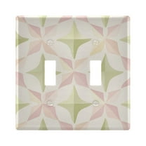 Yayeee Toggle Light Switch Wall Plate 2-Gang 4.56"x4.48" Decorative Outlet Cover, Pastel Pink Geometric