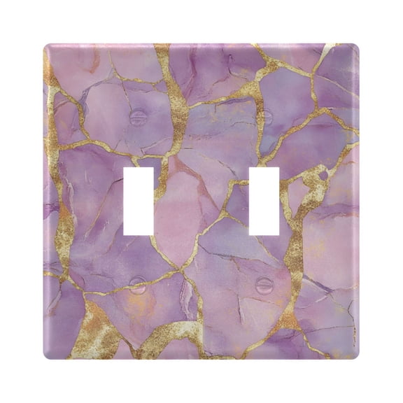 Yayeee Toggle Light Switch Wall Plate 2-Gang 4.56"x4.48" Decorative Outlet Cover, Pastel Pink Marble Pattern