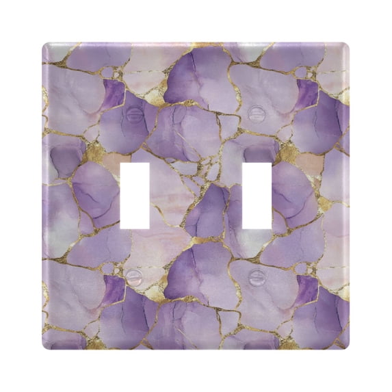 Yayeee Toggle Light Switch Wall Plate 2-Gang 4.56"x4.48" Decorative Outlet Cover, Pastel Purple Marble Pattern