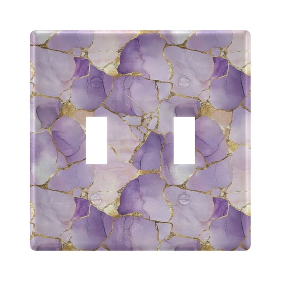 Yayeee Toggle Light Switch Wall Plate 2-Gang 4.56"x4.48" Decorative Outlet Cover, Pastel Purple Marble Pattern