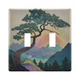 thumbnail image 1 of Yayeee Toggle Light Switch Wall Plate 2-Gang 4.56"x4.48" Decorative Outlet Cover, Pine Tree Rainbow, 1 of 7