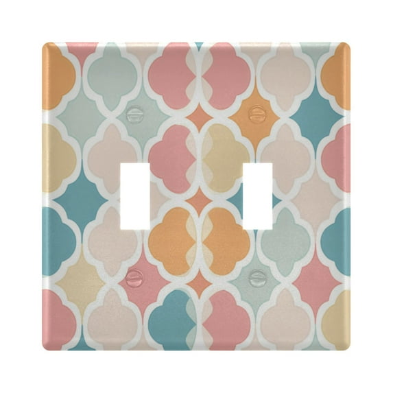 Yayeee Toggle Light Switch Wall Plate 2-Gang 4.56"x4.48" Decorative Outlet Cover, Pink Abstract Pattern