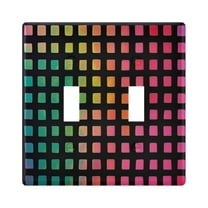 Yayeee Toggle Light Switch Wall Plate 2-Gang 4.56"x4.48" Decorative Outlet Cover, Pink Block Pattern
