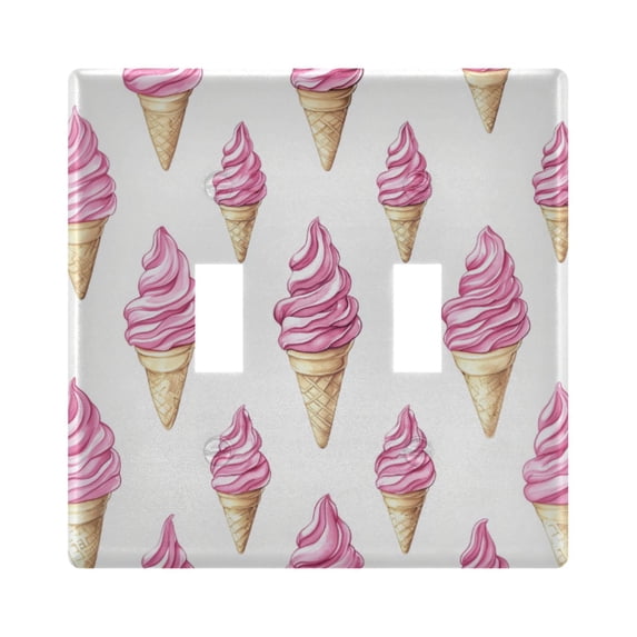 Yayeee Toggle Light Switch Wall Plate 2-Gang 4.56"x4.48" Decorative Outlet Cover, Pink Cartoon Ice Cream