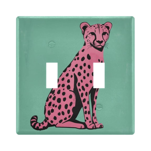 Yayeee Toggle Light Switch Wall Plate 2-Gang 4.56"x4.48" Decorative Outlet Cover, Pink Cheetah