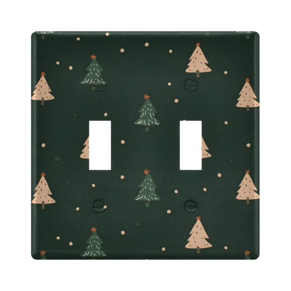 Yayeee Toggle Light Switch Wall Plate 2-Gang 4.56"x4.48" Decorative Outlet Cover, Pink Christmas Trees