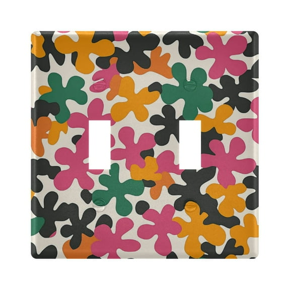 Yayeee Toggle Light Switch Wall Plate 2-Gang 4.56"x4.48" Decorative Outlet Cover, Pink Floral Blooms