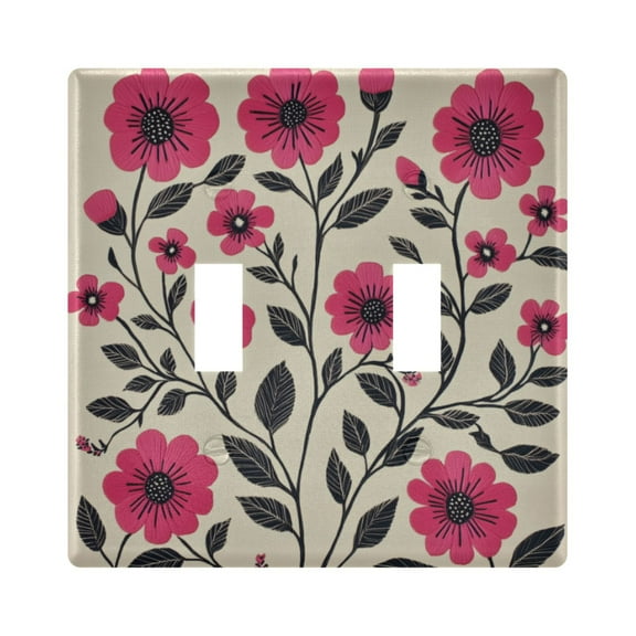 Yayeee Toggle Light Switch Wall Plate 2-Gang 4.56"x4.48" Decorative Outlet Cover, Pink Flowers