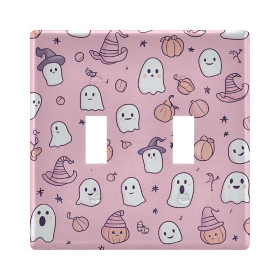 Yayeee Toggle Light Switch Wall Plate 2-Gang 4.56"x4.48" Decorative Outlet Cover, Pink Halloween
