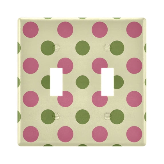 Yayeee Toggle Light Switch Wall Plate 2-Gang 4.56"x4.48" Decorative Outlet Cover, Pink Polka Dots Pattern