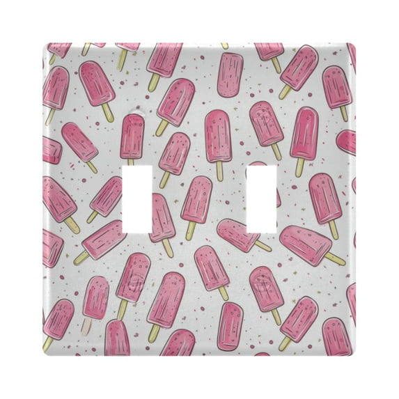 Yayeee Toggle Light Switch Wall Plate 2-Gang 4.56"x4.48" Decorative Outlet Cover, Pink Popsicle Pattern