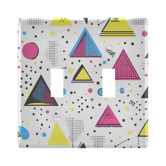 Yayeee Toggle Light Switch Wall Plate 2-Gang 4.56"x4.48" Decorative Outlet Cover, Pink Simple Shapes