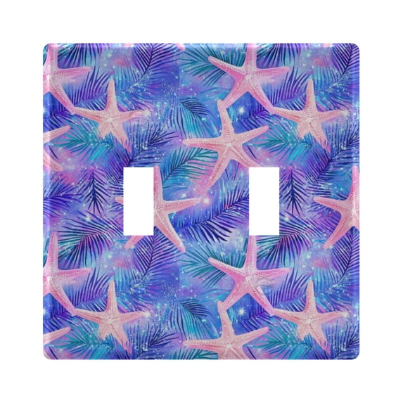 Yayeee Toggle Light Switch Wall Plate 2-Gang 4.56"x4.48" Decorative Outlet Cover, Pink Starfish Pattern