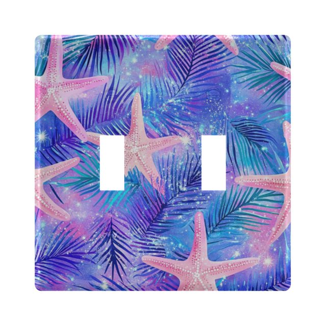 Yayeee Toggle Light Switch Wall Plate 2-Gang 4.56"x4.48" Decorative Outlet Cover, Pink Starfish Pattern