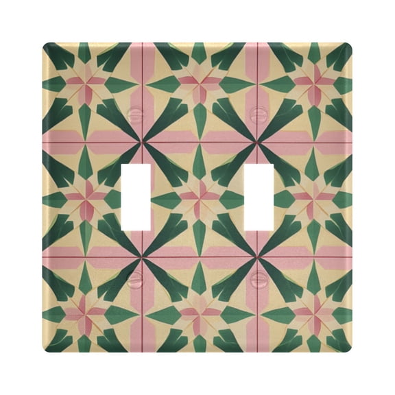 Yayeee Toggle Light Switch Wall Plate 2-Gang 4.56"x4.48" Decorative Outlet Cover, Pink Symmetrical Stars