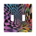 thumbnail image 1 of Yayeee Toggle Light Switch Wall Plate 2-Gang 4.56"x4.48" Decorative Outlet Cover, Pink Wavy Plaid, 1 of 7