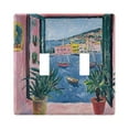 thumbnail image 1 of Yayeee Toggle Light Switch Wall Plate 2-Gang 4.56"x4.48" Decorative Outlet Cover, Pink Window, 1 of 7