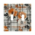 thumbnail image 1 of Yayeee Toggle Light Switch Wall Plate 2-Gang 4.56"x4.48" Decorative Outlet Cover, Plaid Floral, 1 of 7