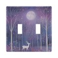 thumbnail image 1 of Yayeee Toggle Light Switch Wall Plate 2-Gang 4.56"x4.48" Decorative Outlet Cover, Purple Forest, 1 of 7