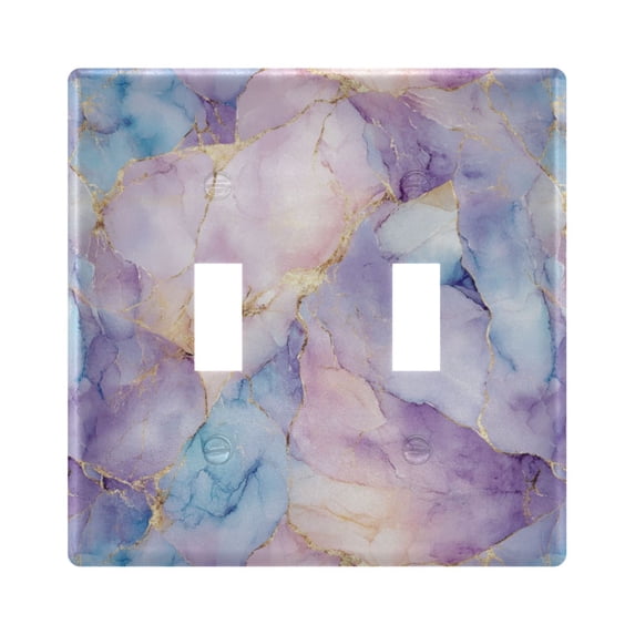 Yayeee Toggle Light Switch Wall Plate 2-Gang 4.56"x4.48" Decorative Outlet Cover, Purple Marble Pattern