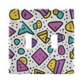 thumbnail image 1 of Yayeee Toggle Light Switch Wall Plate 2-Gang 4.56"x4.48" Decorative Outlet Cover, Purple Retro Pattern, 1 of 7