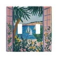 thumbnail image 1 of Yayeee Toggle Light Switch Wall Plate 2-Gang 4.56"x4.48" Decorative Outlet Cover, Purple Seaside, 1 of 7