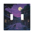 thumbnail image 1 of Yayeee Toggle Light Switch Wall Plate 2-Gang 4.56"x4.48" Decorative Outlet Cover, Purple Street, 1 of 7