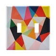 thumbnail image 1 of Yayeee Toggle Light Switch Wall Plate 2-Gang 4.56"x4.48" Decorative Outlet Cover, Purple Triangles, 1 of 7