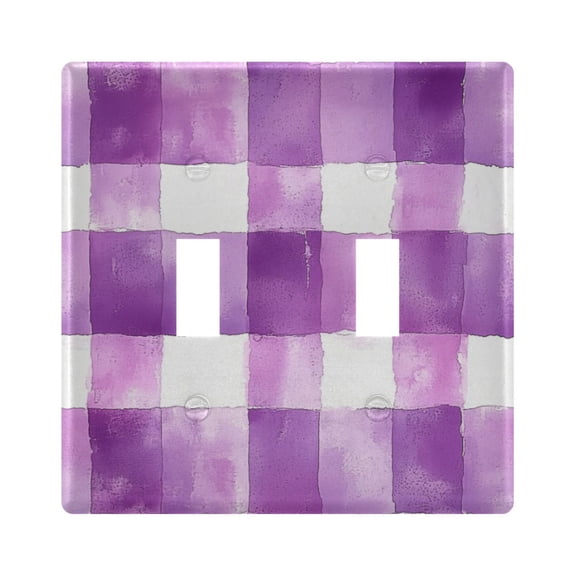 Yayeee Toggle Light Switch Wall Plate 2-Gang 4.56"x4.48" Decorative Outlet Cover, Purple and White Pattern