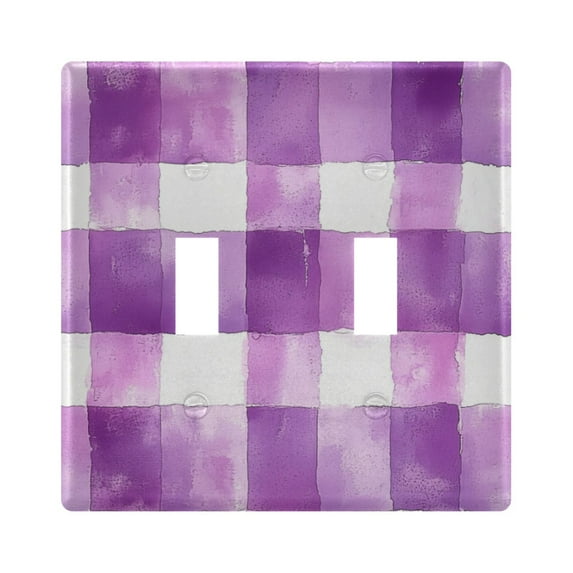 Yayeee Toggle Light Switch Wall Plate 2-Gang 4.56"x4.48" Decorative Outlet Cover, Purple and White Pattern