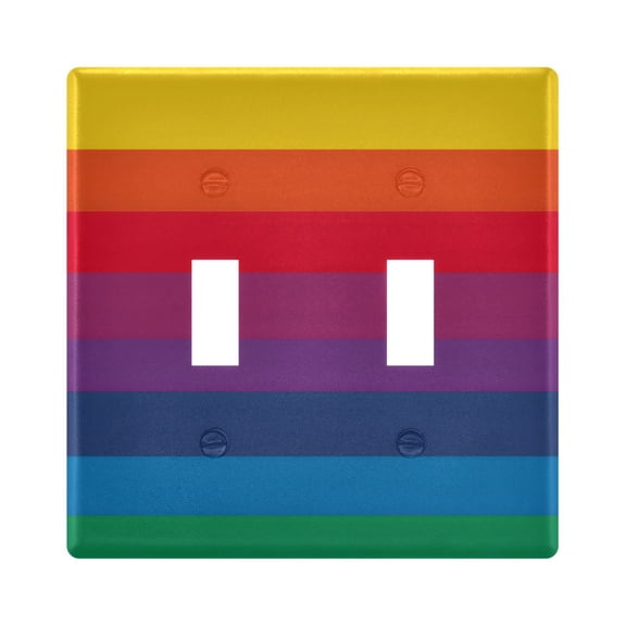 Yayeee Toggle Light Switch Wall Plate 2-Gang 4.56"x4.48" Decorative Outlet Cover, Rainbow Stripes Pattern