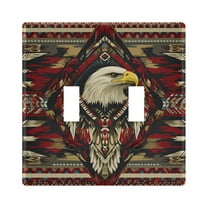 Yayeee Toggle Light Switch Wall Plate 2-Gang 4.56"x4.48" Decorative Outlet Cover, Red Abstract Eagle